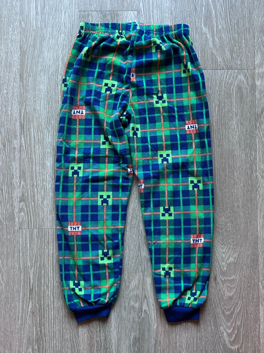 Minecraft Boys Fleece Pajama Set Plaid Creeper TNT Size M 8/10
